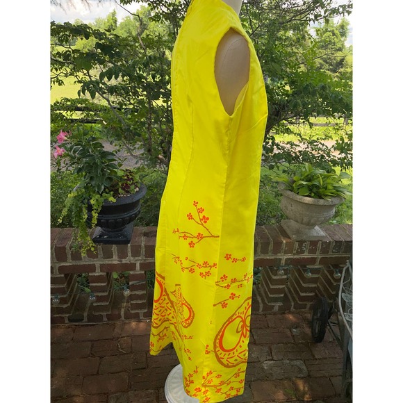 Vested Gentress vintage orange and yellow Mandarin Sheath dress Active - Picture 4 of 6